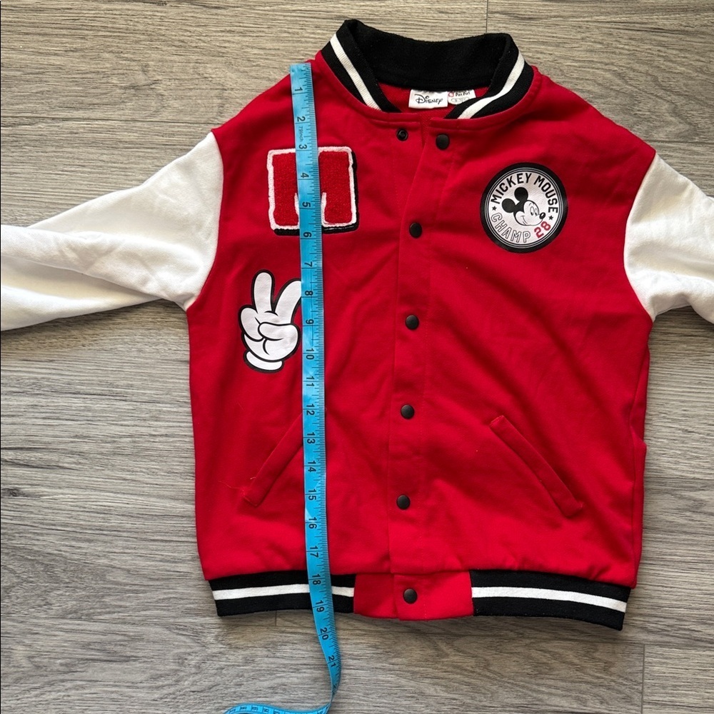 Disney Red and White Mickey Mouse Letterman Thin Jacket Size 9/10 - Picture 4 of 6